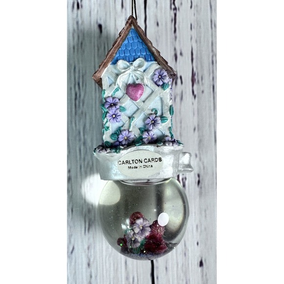 Carlton Cards Birdhouse Hanging Globe Birds Vintage Floral - Picture 10 of 10